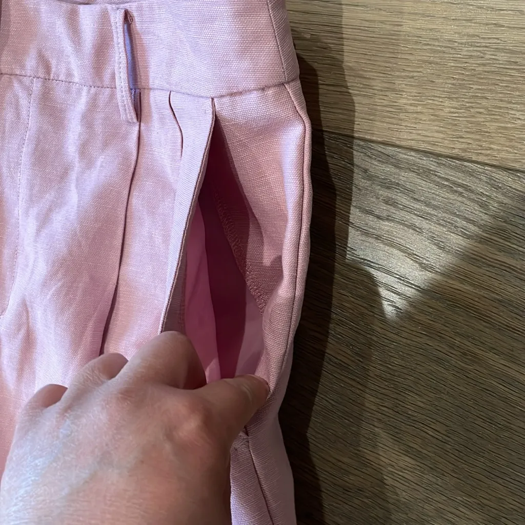 Ryegrass Wide Leg High Rise Cropped Pants Pleated Size 8 NWOT Linen Blend Pink - Image 8