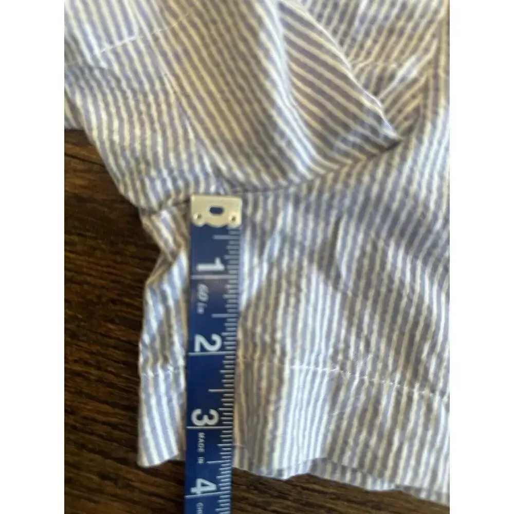 J.Crew Sack Style shorts Size 4 tie belt Blue & White Pin Stripes 1094 - Image 3