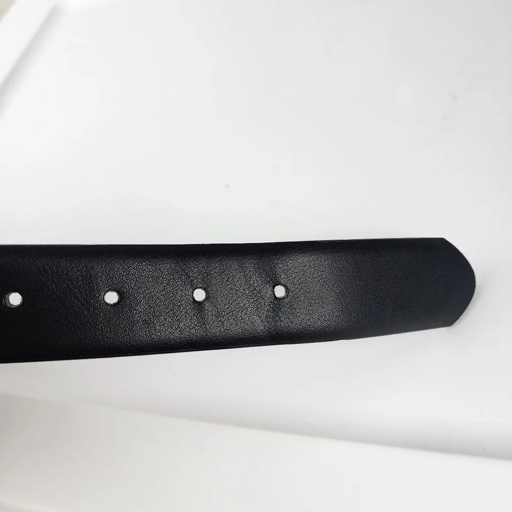 Steve Madden  Black Faux Leather Dress Belt Silver Color Buckle Size S - Image 5