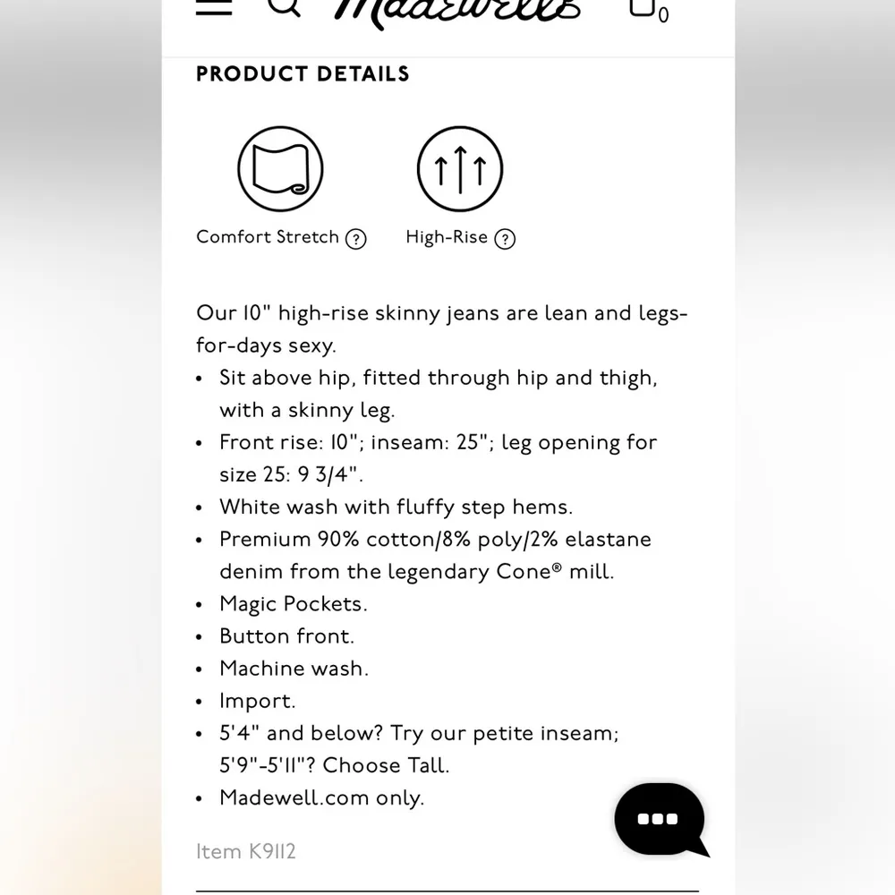 Madewell Jeans 10” Petite High Rise Skinny Pure White Step Raw Hem Sz 37/46 NWT - Image 5