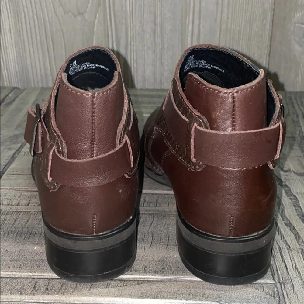 Double H Boots Leather Boots Buckle Booties 7M Brown Size 7 - Image 3