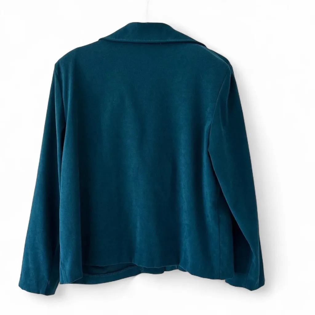 Vintage Briggs New York Blue‎ Faux Suede Women’s Button Up Top Medium Petite - Image 3