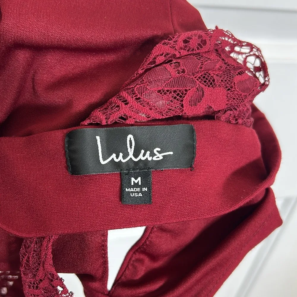 Lulus Burgundy Halter Back Lace Top - Image 4