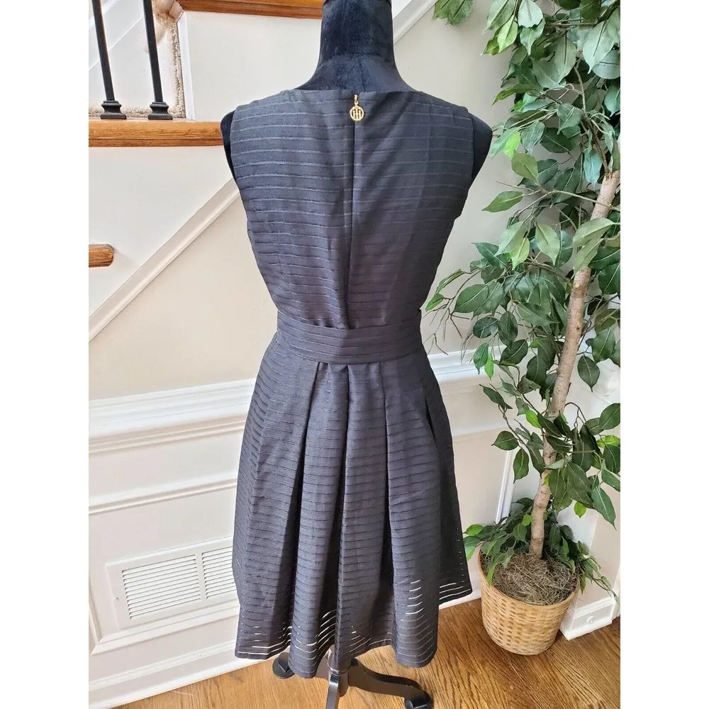 Tommy Hilfiger Women's Black Polyester Round Neck Sleeveless Knee Length Dress 4 - Image 7