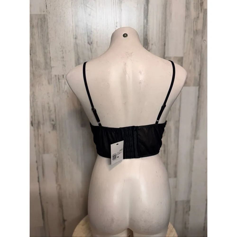 Forever 21 Black Mesh Corset Crop Top Women’s Medium - Image 3