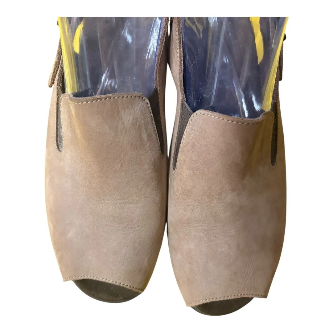 MEPHISTO Womens Beige Leather Peep Toe Slingback Sandals Shoes Sz 8 Tan - Image 4