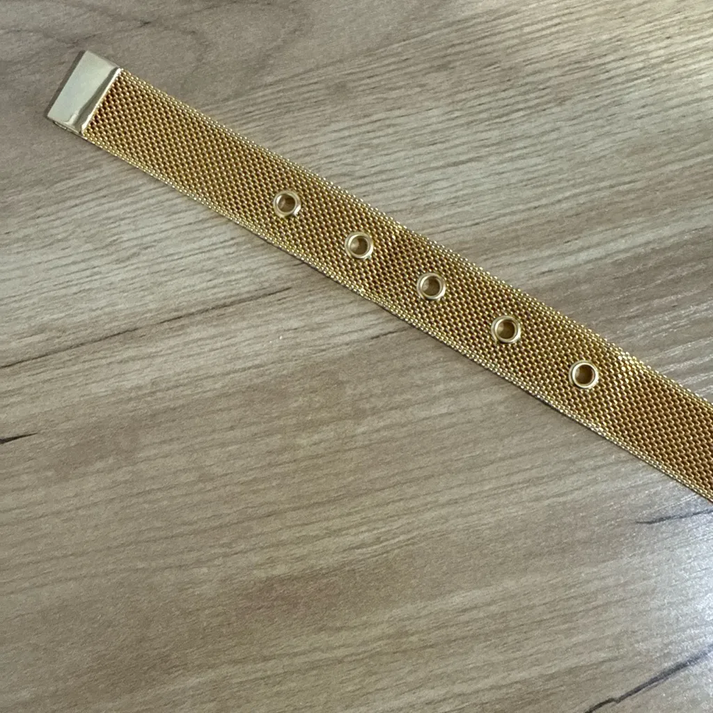 90s Vintage Ann Taylor Gold‎ Mesh Adjustable Belt Size L Large 39” NWT - Image 5