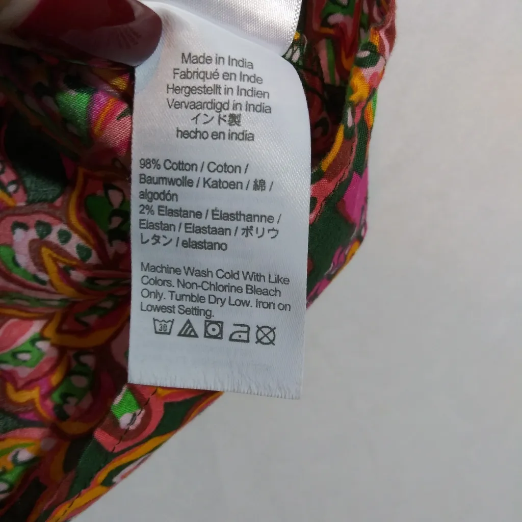 J Crew Floral Sleeveless Ruffle Multicolor Top Tie Back Size L - Image 5