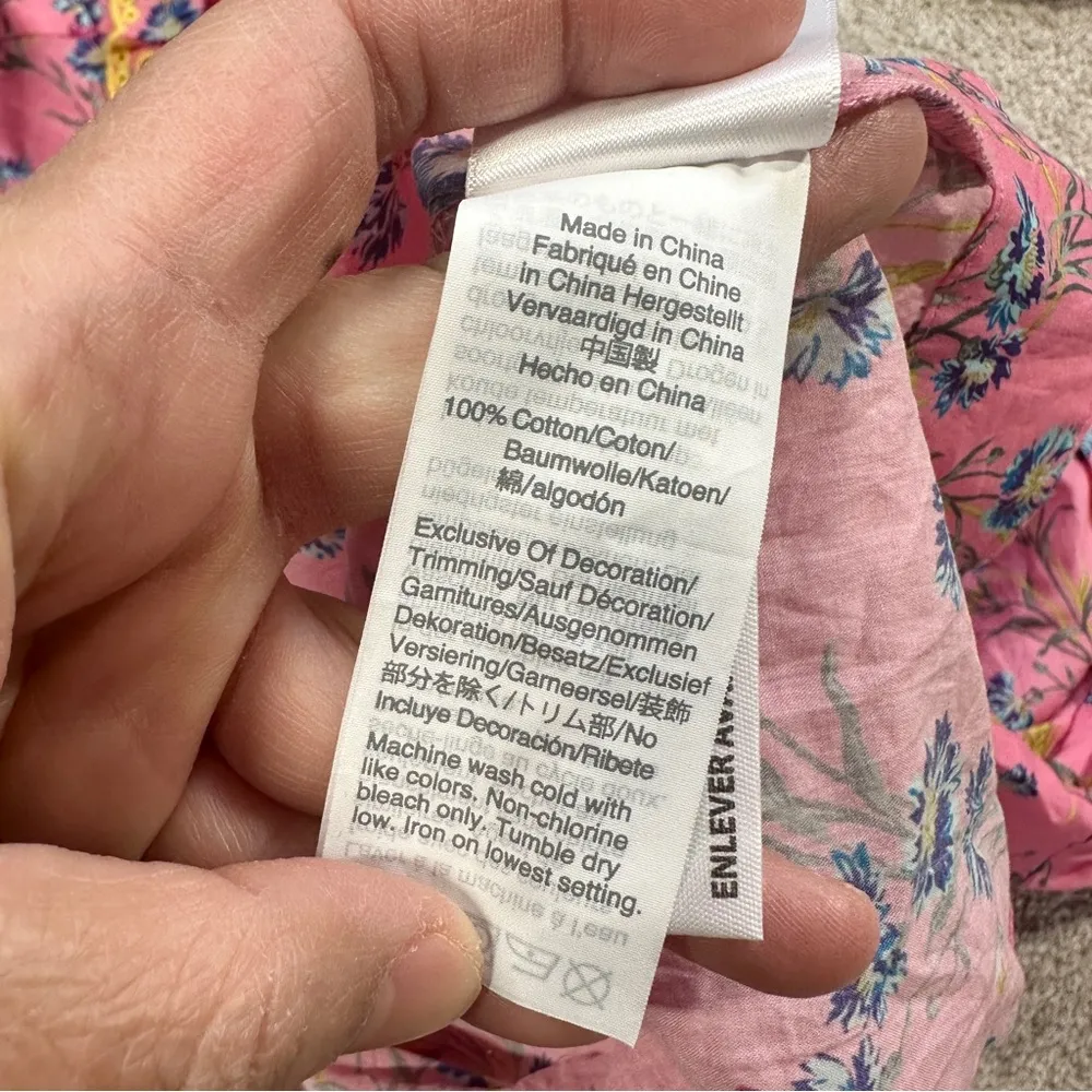 NWT J. Crew Liberty Fabric Poplin Ruffle Blouse Top Wheat Bouquet Floral Pink M - Image 14