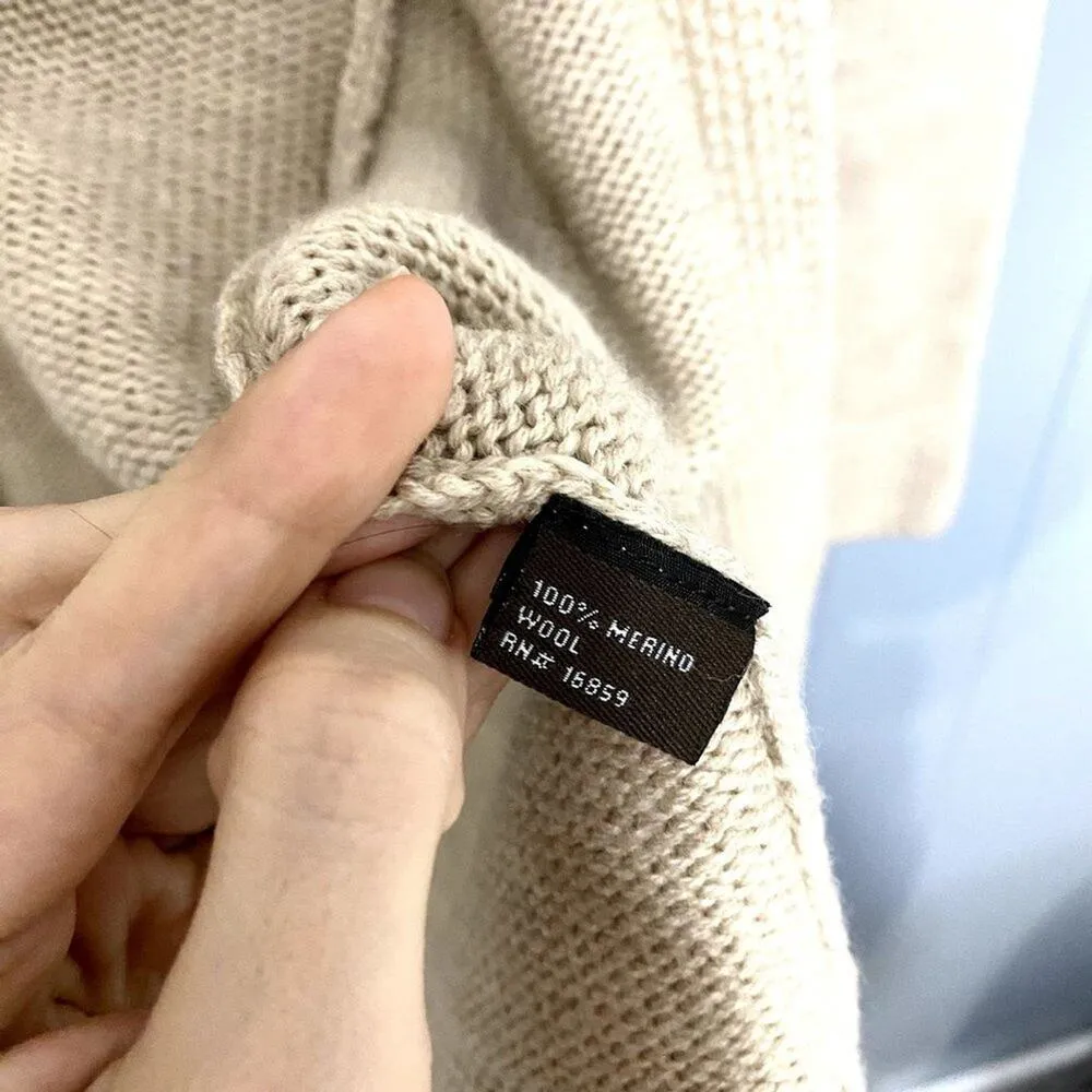 J. McLaughlin Tan Chunky 100% Merino Wool Open Front Cozy Classic Cardigan S - Image 2