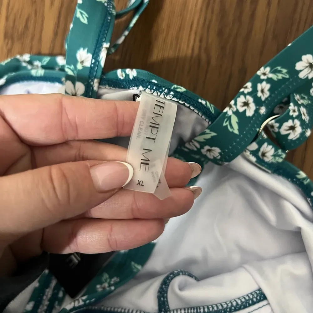 NWT Tempt Me Green Floral One Piece Bathing Suit Size XL - Image 4