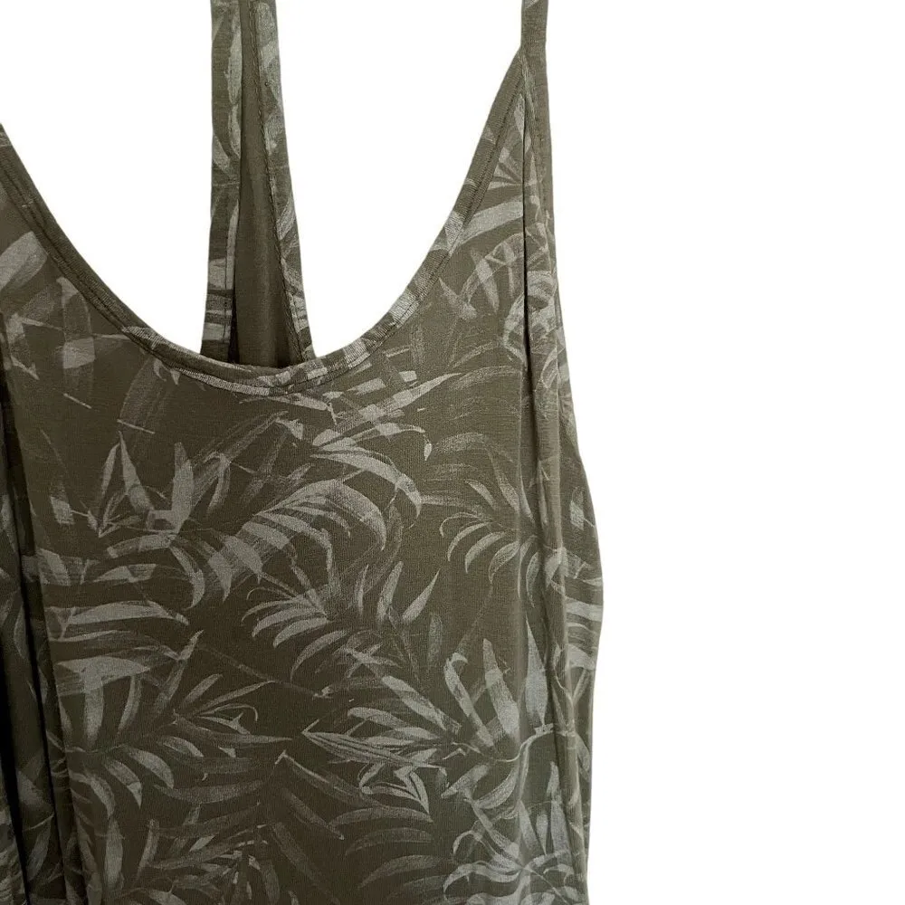 Luccas Beach and fun maxi dress summer sundress spaghetti straps leaves halter Green Size M - Image 2