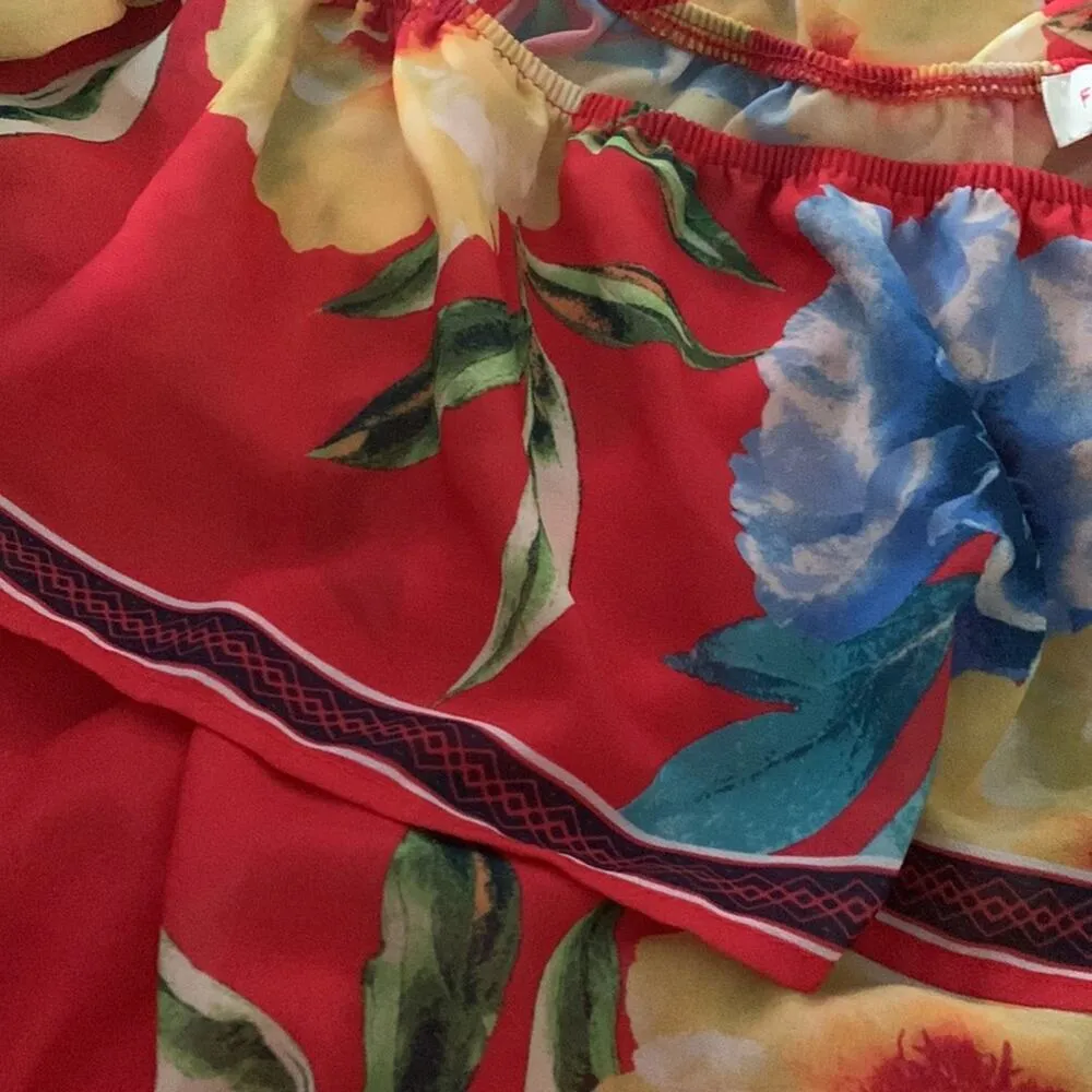 Flying tomato womens large dress swim cover red blue tropical flamenco off shoul - Image 4