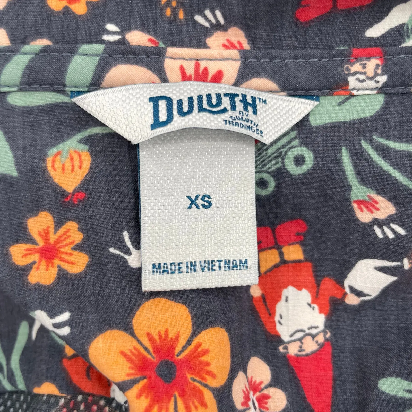 Duluth Trading Heirloom Gardening Vest Gnomes Snails Mushroom Floral Utility XS Blue - Image 7