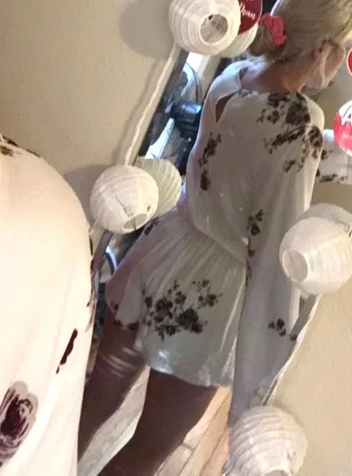 White And Floral Long Sleeve Romper - Image 3