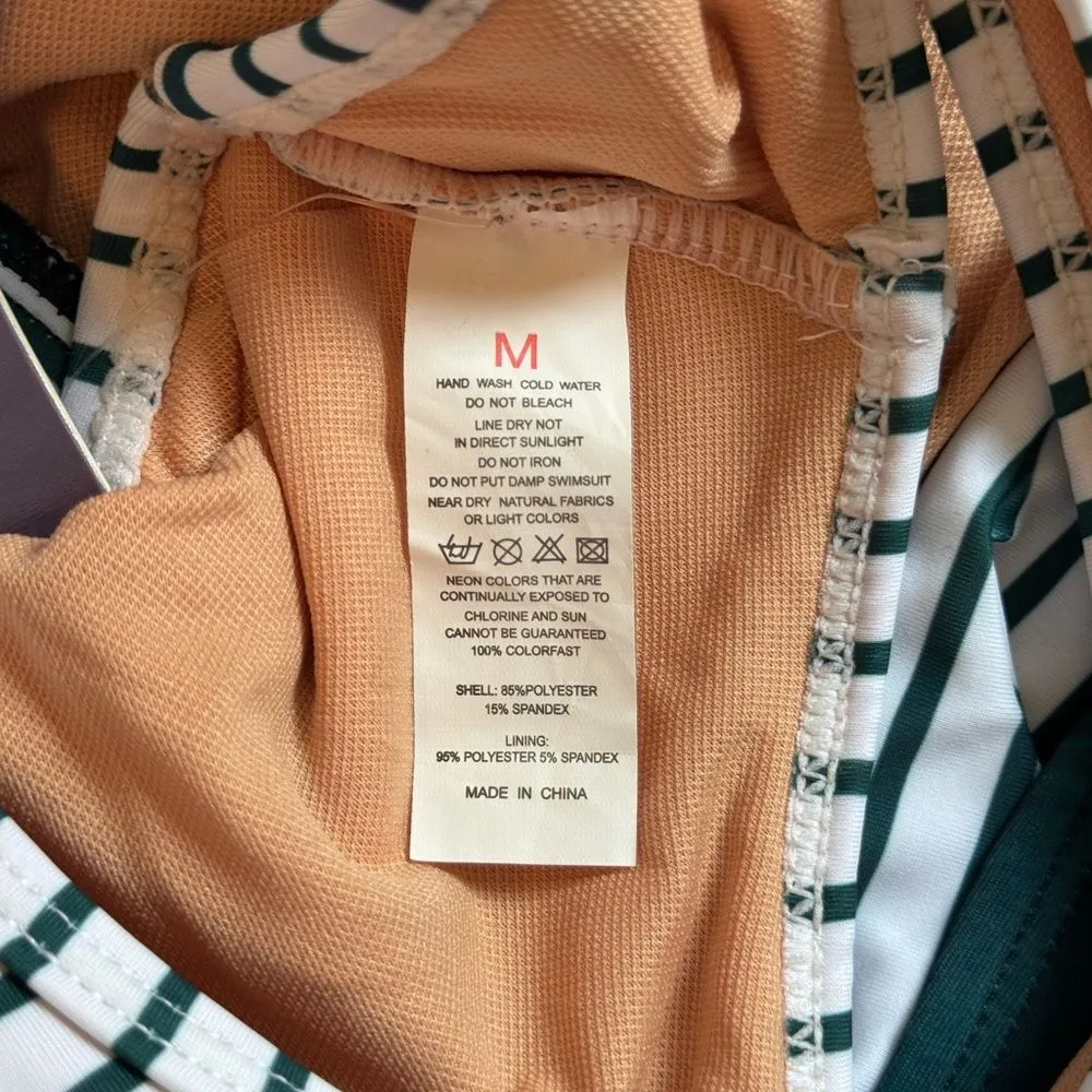 MOLYBELL One Piece Swimsuit High Waisted Floral Cutout Racerback Green M NWT Size M - Image 8