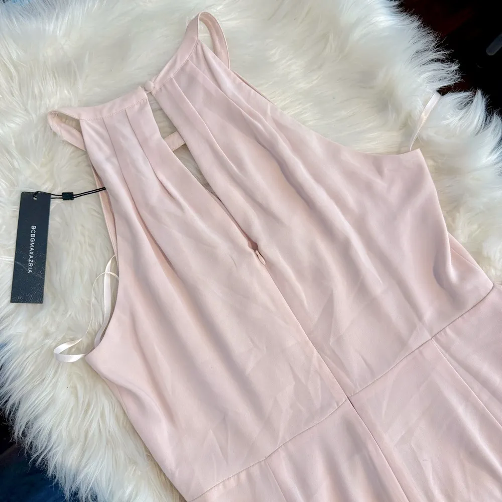 Midi Halter Neck Cutout Sleeveless Baby Pink Day Dress - Image 3