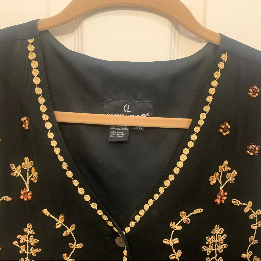 Carole Little II Vintage Black Beaded 20W Vest. 2655 - Image 7