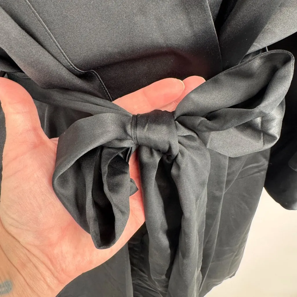 Thirdlove Satin Kimono Robe Womens One Size Black Polyester Belted NEW - Image 3