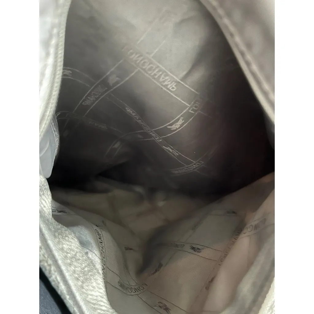 Longchamp  Gray Nylon Crossbody Bag With Adjustable Strap & Zipper Closure - Image 8