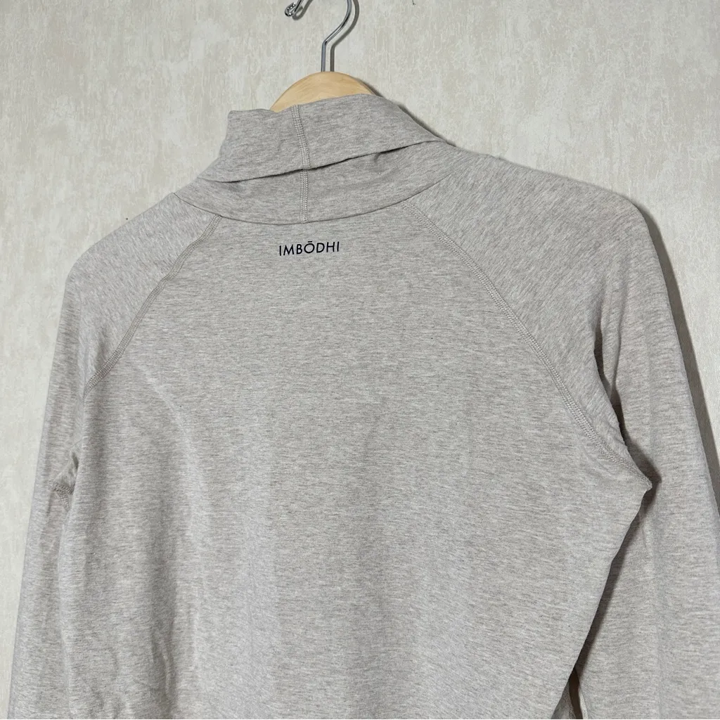 Imbodhi Women’s Turtleneck Top Shirt Longsleeve Cropped Thumbhole in Oatmeal S - Image 7
