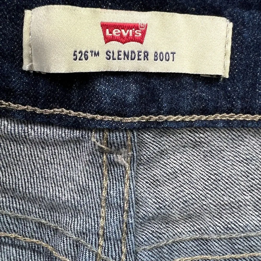 Levi's 526‎ Slender Boot Cut Jeans Womens 29x30 Stretch Flap Pockets Comfy Blue Size 29 - Image 5