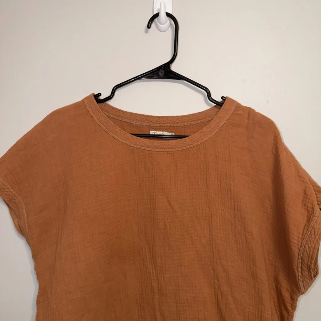 Faherty Women’s Size Large Organic Cotton Brown Short Sleeve T-Shirt - Image 4