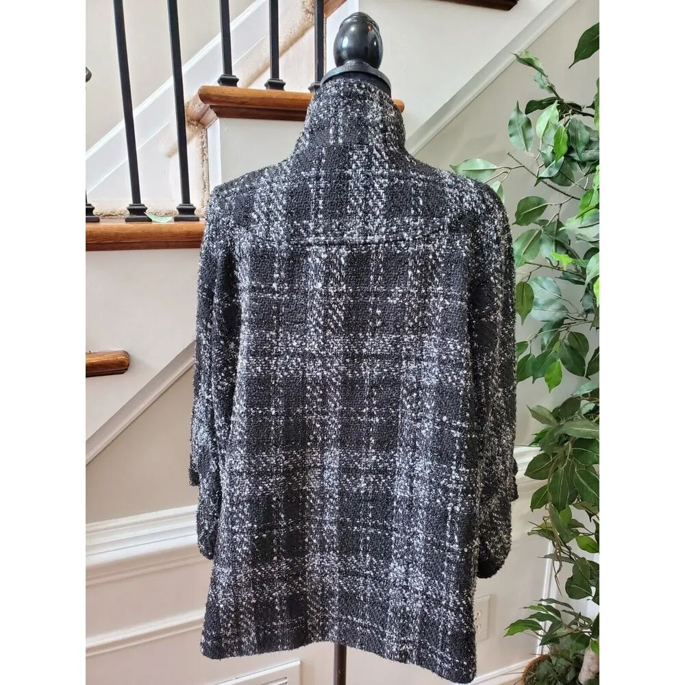 Davi Antte Women's Gray & White Plaid Long Sleeve Buttons Front Jacket Coat XL - Image 7