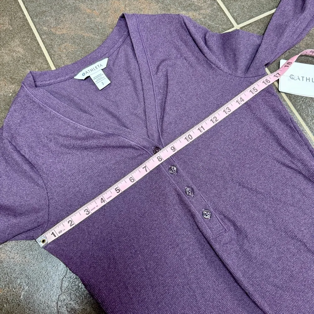 NEW Athleta Uptempo Ribbed Henley Long Sleeve Top Shirt Purple Small Petite NWT - Image 10