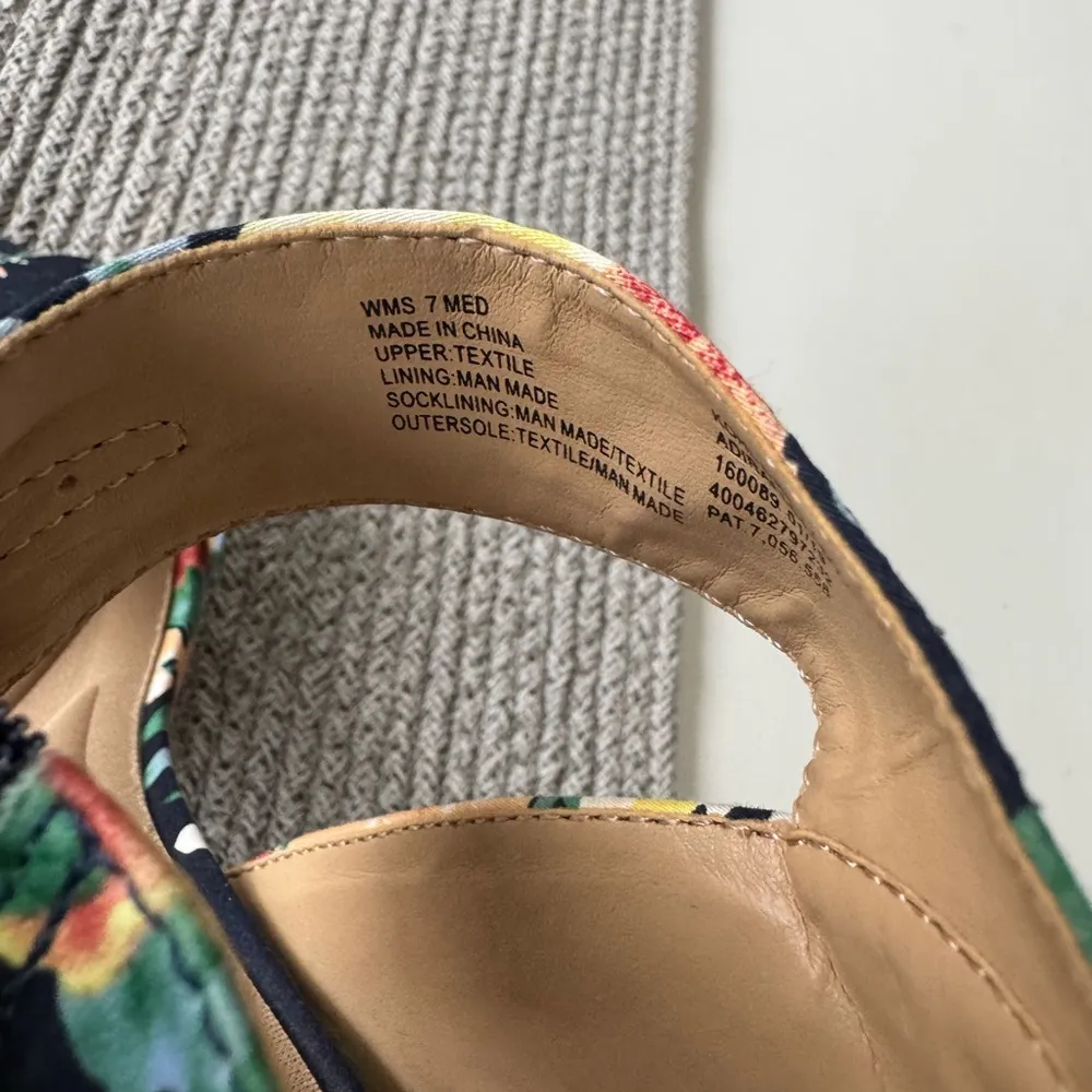 Apt. 9 Navy Blue Pink Floral Ankle Strap High Block Heel Sandals Size 7 - Image 6