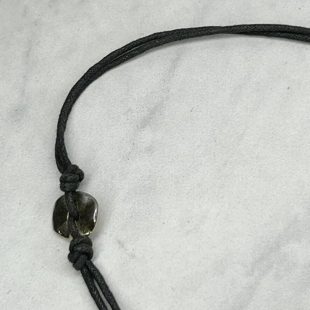 Chico's Black Double Cord Hammered Metal Silver and Gold Tone Pendant Necklace - Image 2