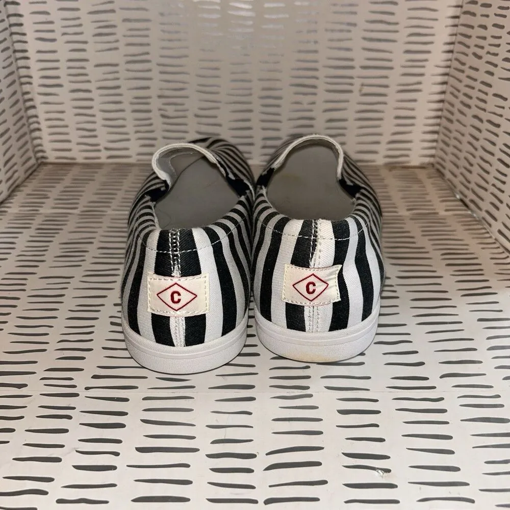 Lands End Navy Blue‎ & White Canvas Casual Slip On Sneaker Flat Shoes Women 8.5 - Image 3