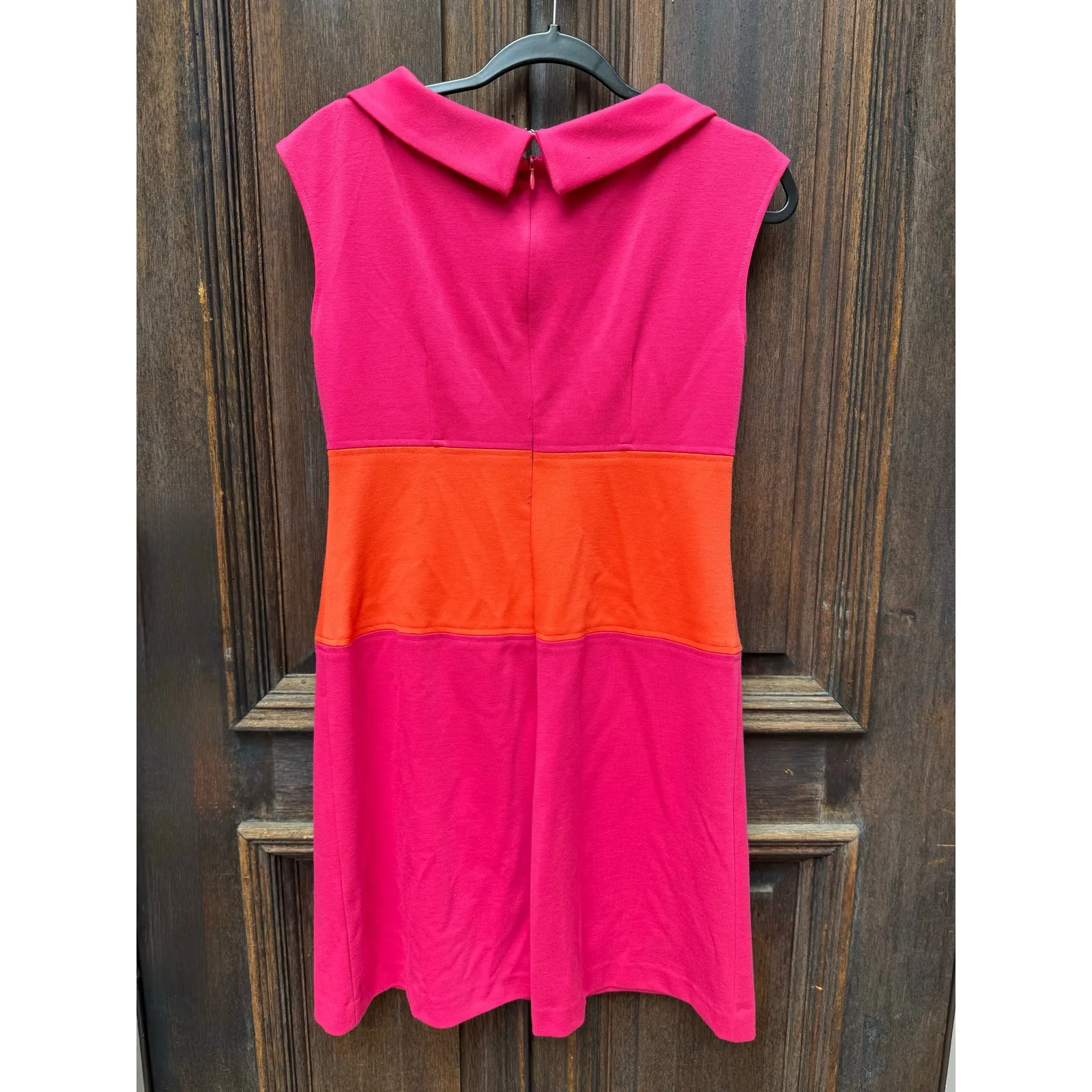 NEW Just Taylor Fuchsia Orange Colorblock Sleeveless Sheath Dress Size 6 Pink - Image 4