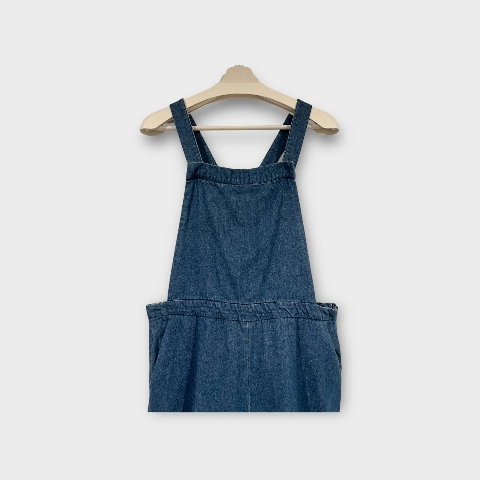 Women’s Boho Bib Chambray Cotton Wide-Leg Overalls Jumpsuit XL - Image 4