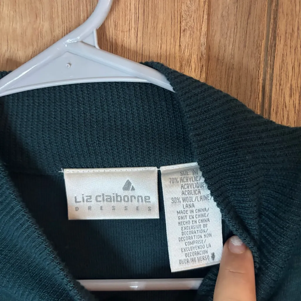 Liz Claiborne women’s green Long Sleeve Sweater Dress size‎ M - Image 3