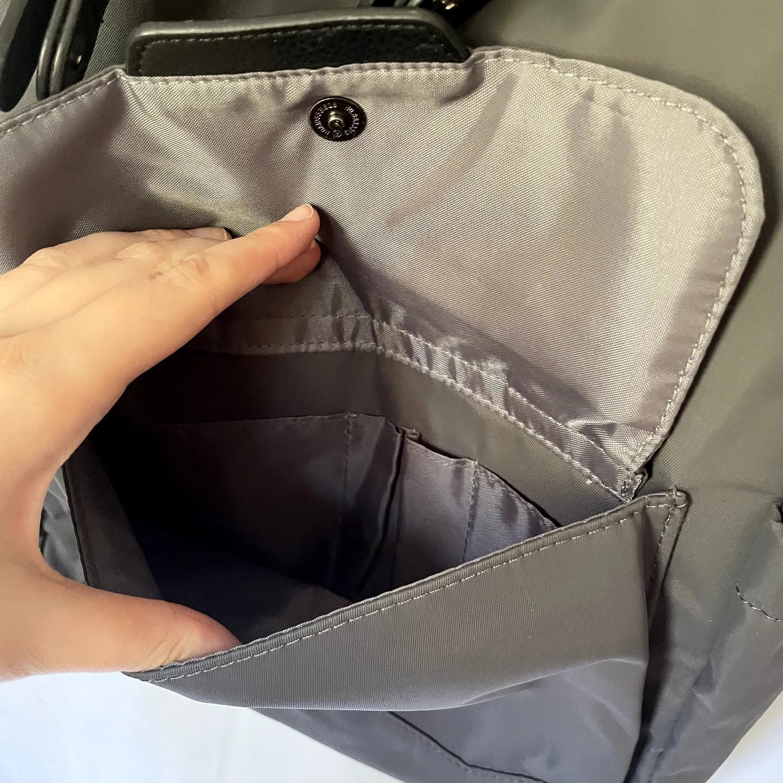 Open Story gray RFID backpack pockets computer backpacking bag drawstring - Image 3