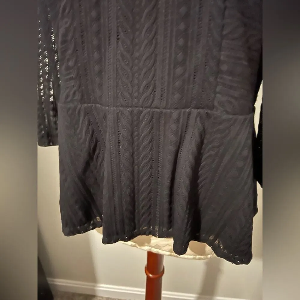 Anne Klein 3/4 Sleeve Lace Overlay Drop Waist Blouse Large - Image 3