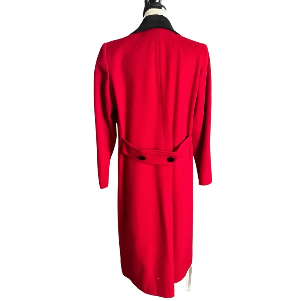 VTG. MDP Mario De Pinto Red 100% Wool with Black Velevt Collar. SZ.L. Size L - Image 5