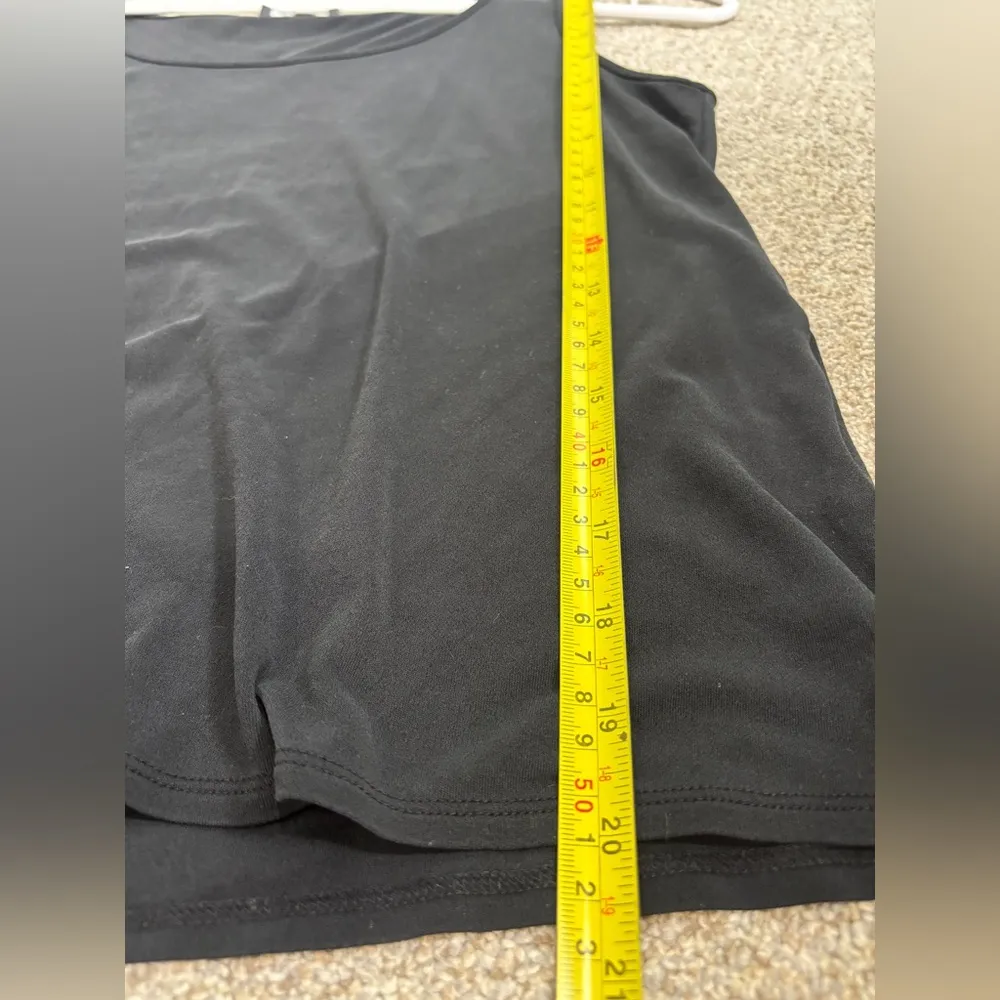 Eileen Fisher Silk Georgette Crepe Ballet Neck Tank Small Basic Black Tank Top - Image 5