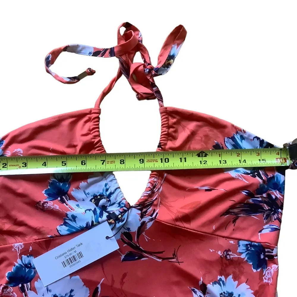 Veronica M halter top tank orange floral crop top size medium - Image 3