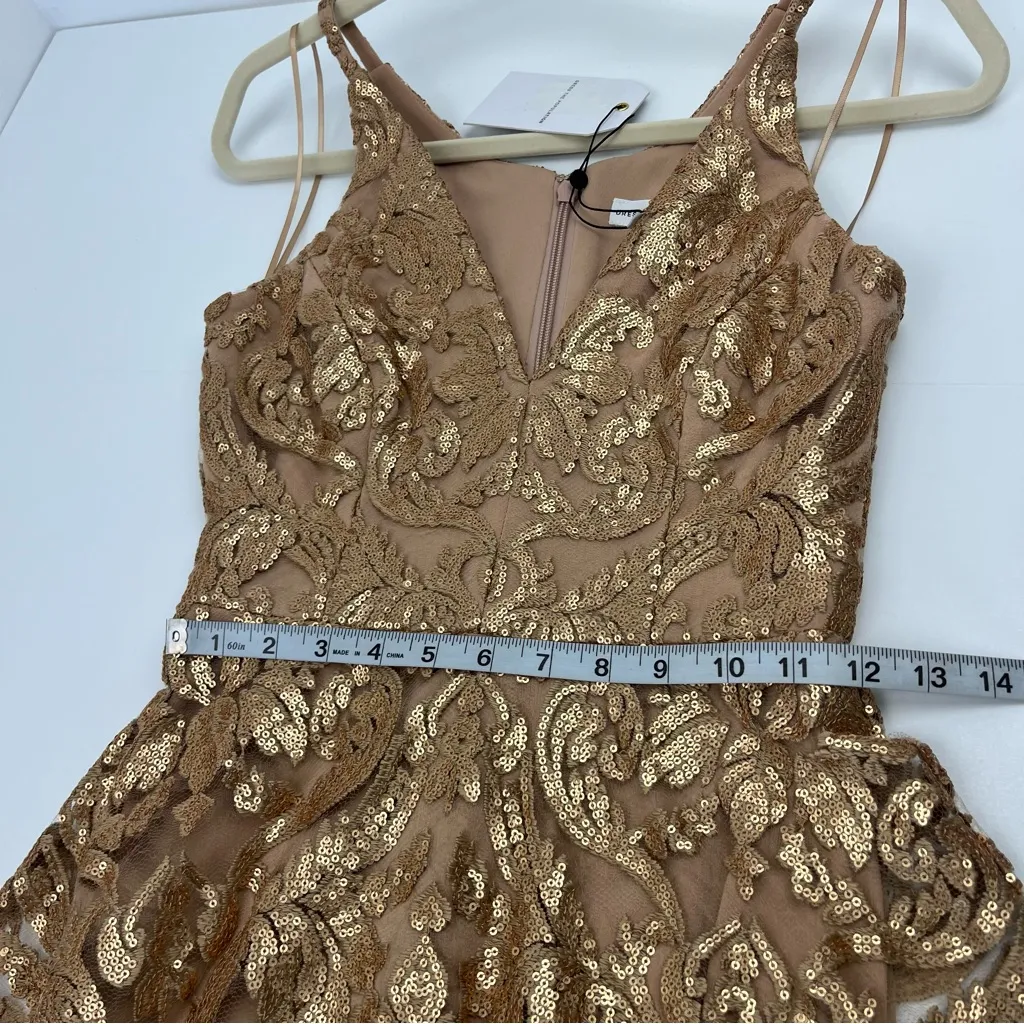 Dress the Population Blair Gold Nude Embellished Midi Dress Women’s Size XS‎ NEW - Image 12