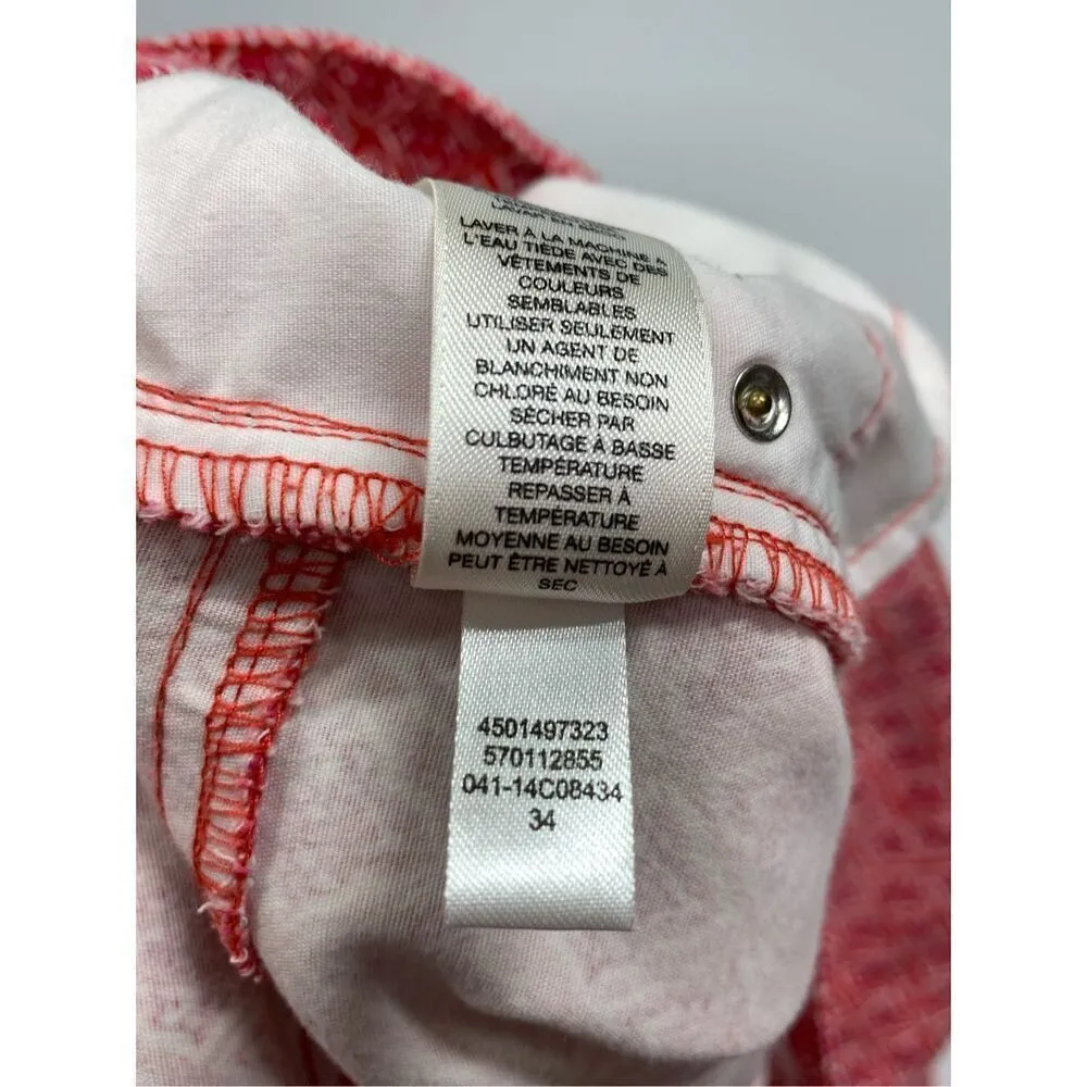 Chico's Women's Red Geometric Allover Print Mid-Rise Capri Casual Pants Size L/1 - Image 7