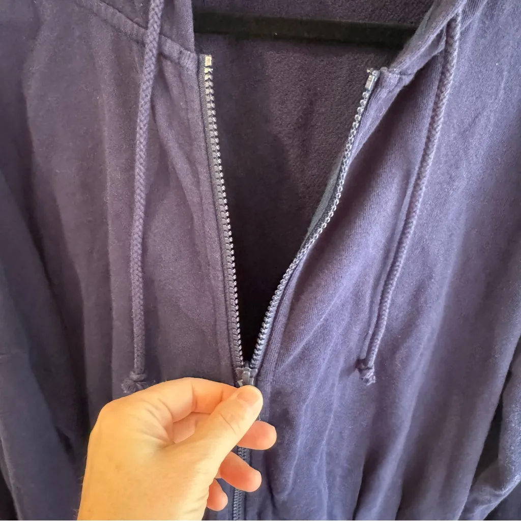 Anthropologie Maeve Cary Darted Zip-Up Hoodie Navy XL - Image 6