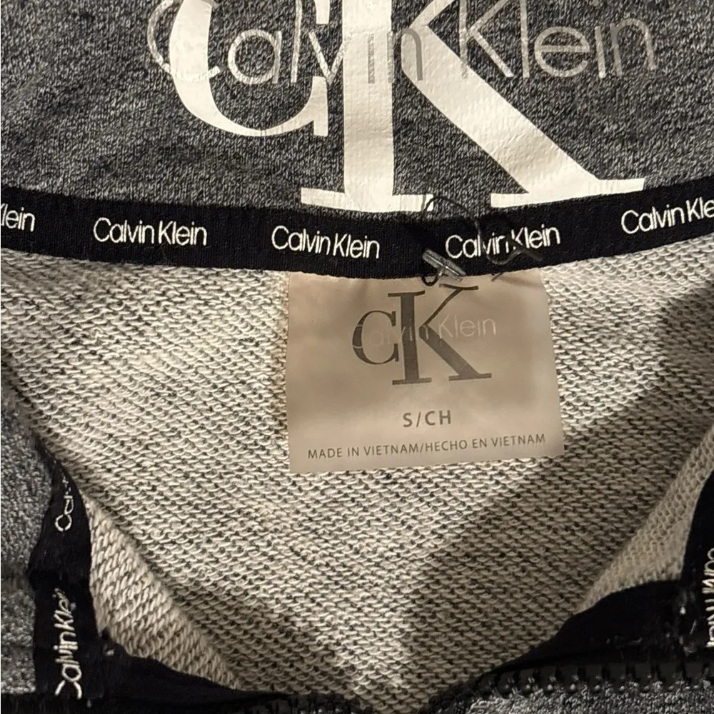 Calvin Klein Gray Zip Up Sweater with High Collar - Image 4