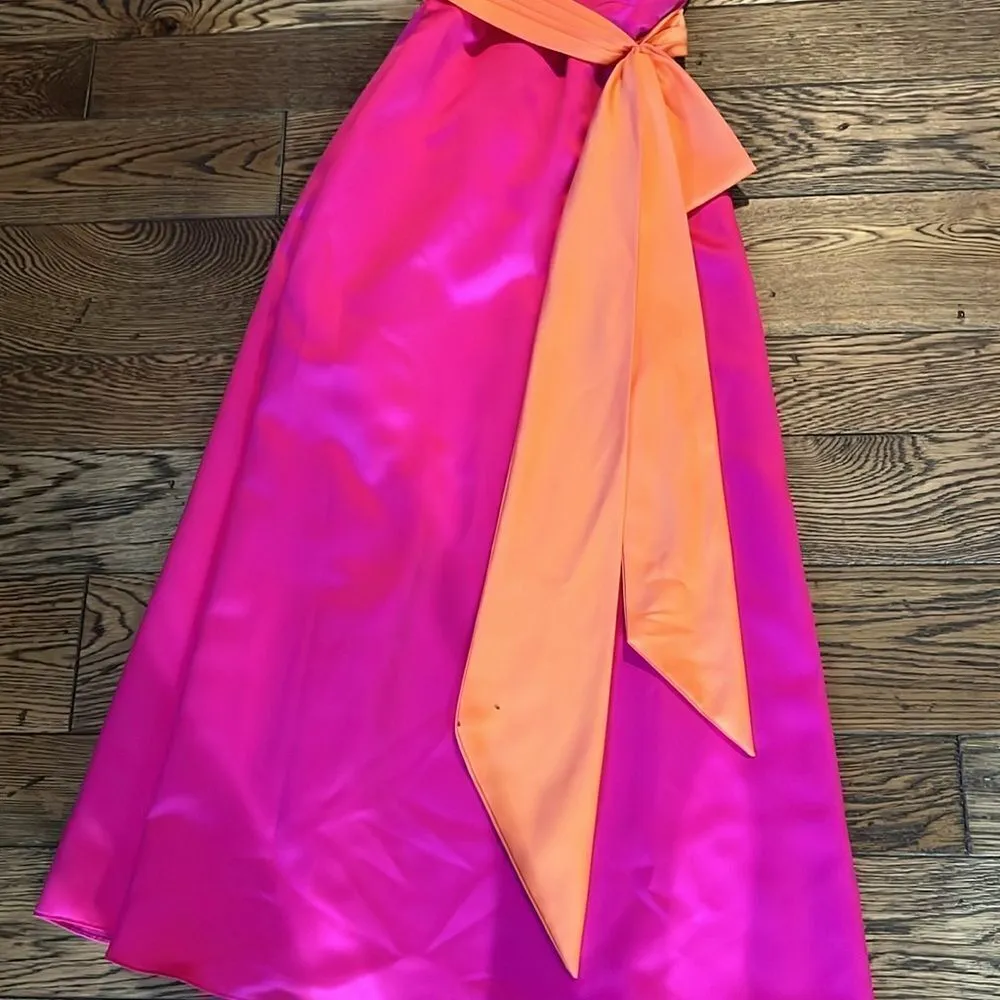 Alfred Angelo Pink and Orange strapless gown, size 2 C30 - Image 11