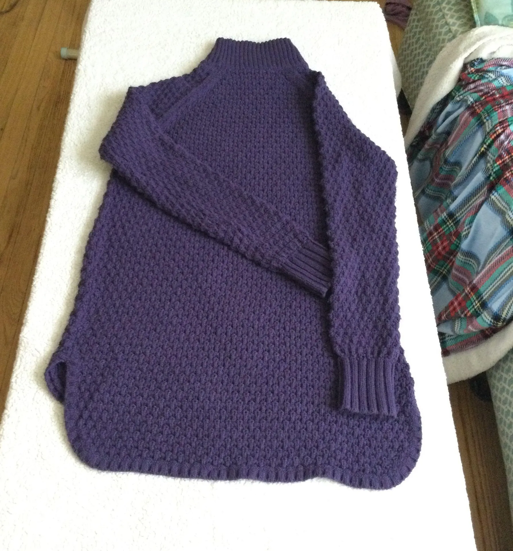 Mockneck Chunky Long Tunic Sweater Purple/Blue - Sz Medium - Image 6