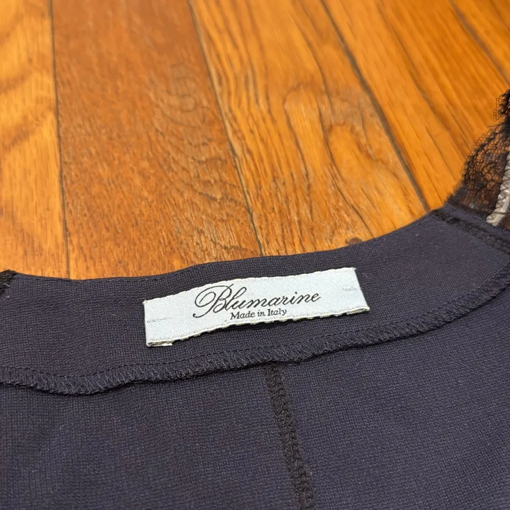 Blumarine VINTAGE Navy Cap Sleeve Mini sheath Dress rhinestone detail size 40 IT Blue - Image 3