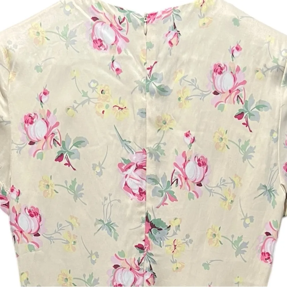 ZARA NWT Floral Print Satin Effect Dress Cut-Out Details Size Medium - Image 14