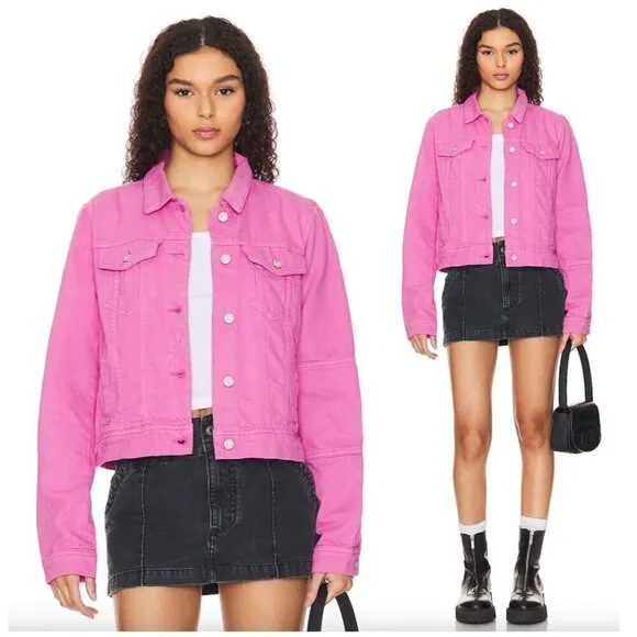 FREE PEOPLE x We The Free Rumors Denim Jacket in Sugar Magnolia Size X-Large - Image 2