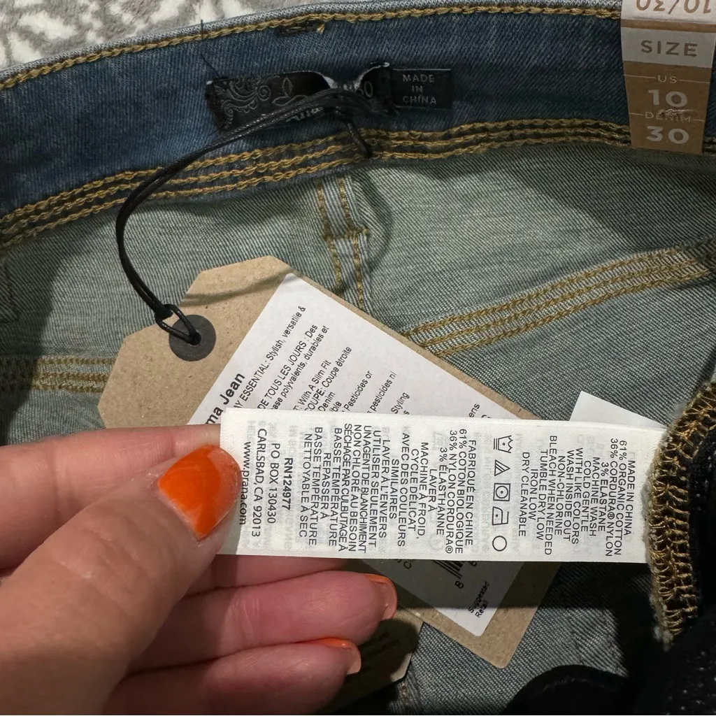 NWT PRANA Soma Jean Slim Fit Classic Blue‎ Size 10/30 - Image 5